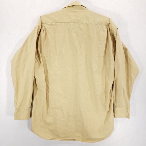 Vintage Chaps Ralph Lauren Dress Shirt Mens Extra Large Tan Check Button Up Top - Picture 5 of 11